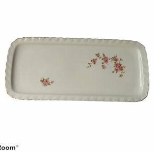 Vintage Jaeger Floral Gold Rimmed Serving Platter